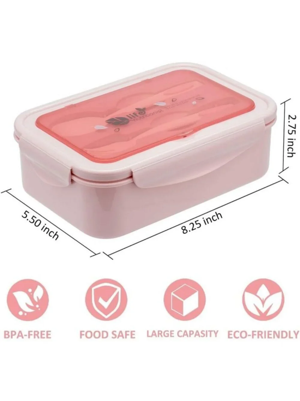 Durable 1100 ML Bento Lunch Box for Adults & Kids - BPA-Free, On-the-Go Meal